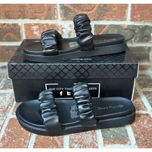 City Chic Black Women’s Slides Lille 9W